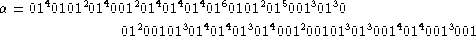       4    2  4  2  4  4  4 6    2  5   3 3
a = 01 0101 01 001 021 01301401041013 014 002101 03 3  4  4   3
               01 0010101 01 01 01001 00101 01001 01 001 001